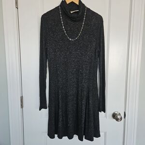 Saturday Sunday Anthropologie‎ Cowl Neck Sweater Dress Medium, Heather Black